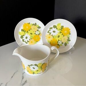 SET of 3 - Snow White Kerrydale Plates & Sauce Pitcher by Johnson Brothers